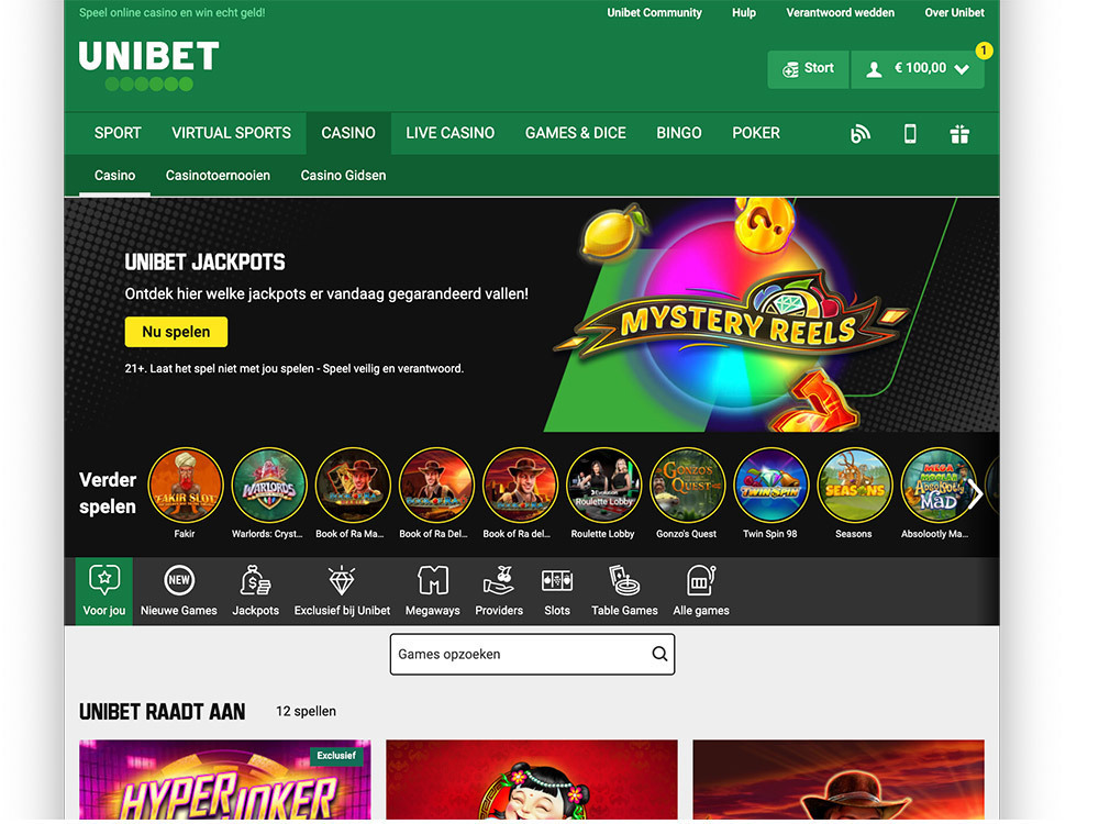 Unibet Casino Lobby